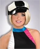 1960s 1970s Costume Hat Womens Retro Mod Girl 60s 70s Now Generation Funky Black and White Disco Vinyl Cap
