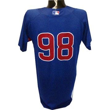 Edgar Tovar #98 2010 Chicago Cubs Game Used Blue Cool Base Batting Practice Jersey (44)