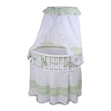 Badger Basket The Elite Oval White Baby Bassinet - White / Sage Gingham Bedding