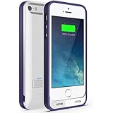 Maxboost Atomic S Portable External Protective 2400mAh Battery Charging Case for iPhone 5, 5S - Glossy White/Purple [MFI Certified]