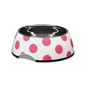 Petmate Stainless Style Small Pet Bowl White with Pampered Pink Dots