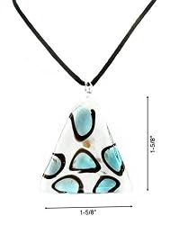 Necklace - N91 - Murano Glass Style - Triangle Shape ~ Aqua Spots