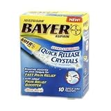 Bayer Aspirin Quick Release Crystals 10 Single Pouches- exp March 31, 2011