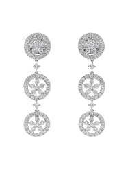 14k White Gold 1.08 Carat Diamond Three-Circle Earrings