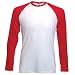 Long Sleeve Fruit of the Loom Baseball Cotton T-Shirt White / Red XXL (47-49 )
