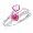 10k White Gold Double Heart-Shaped Created Pink Sapphire with Diamonds Heart Ring, Size 6