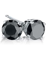 Black Diamond Stud Earrings 4.0 Carats (ctw) in Sterling Silver