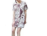 Shift General Print Cotton/Linen Summer Short Sleeves Above the Knee  Dress