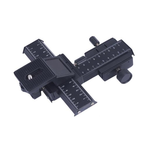 Plateau panoramic 3D Professional - Chariot focus on two rails 4-way adjustment for panoramas and photography macro pour Nikon, Canon, Olympus, Pentax, Sony reflex numérique