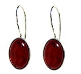 Certified Genuine Cherry The Bloody Amber and Sterling Silver French Hook Oval Simple Earrings