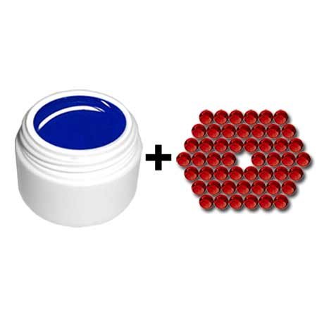 5ml UV Farbgel Blau + 100 Strasssteine Rot im Set Preisvergleich