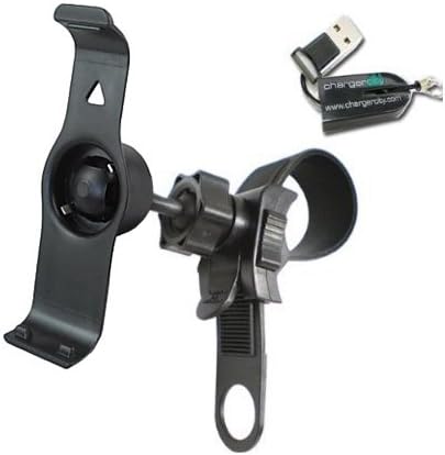 ChargerCity Exclusive Garmin Nuvi 2555 2595 LT LMT GPS Bicycle Bike Motorcycle Mount Kit with Dedicated Nuvi 2555 2595 Bracket Cradle &amp; Strap Lock Handle Bar Mount for up to 1.5" bar (Free ChargerCity Micro SD Memory Card Reader)