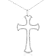 3/8ctw Round Diamond Cross Pendant in 14kt White Gold (GH/I1-I2)