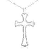 3/8ctw Round Diamond Cross Pendant in 14kt White Gold (GH/I1-I2)