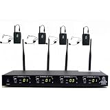 Av-jefe Aur010/ubs002 Uhf 4 Channel Frequency Selectable Rack Mountable Wireless Headset Microphone