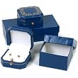 3 Earring Boxes Push Button Blue Leather Gift Display