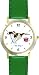 Italian Hound (Bracco Italiano) Dog Cartoon or Comic - JP Animal - WATCHBUDDY DELUXE TWO-TONE THEME WATCH - Arabic Numbers - Green Leather Strap-Size-Children's Size-Small ( Boy's Size & Girl's Size )