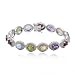 Platinum Overlay Sterling Silver Multi-Gemstone and Diamond Accent Circle Bracelet