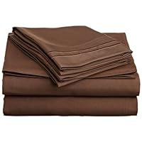 Lamma Loe's Silky Soft Luxurious Supreme Microfiber 4-Piece Sheet Set with Embroidered Pillow Cases, Queen, Chocolate Brown