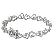 Sterling Silver Multiple Polished Heart CZ Bracelet with Secure Clasp