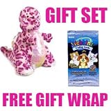 GIFT SET: Spotty Pink Dinosaur + 1 Pack of Trading Cards + Free Holiday Gift Wrap