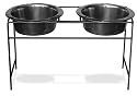 Platinum Series MDDS16BLK Modern Double Diner Stand with 2 16-Ounce Rimmed Bowls