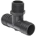 Thogus Polyethylene Tube Fitting, Tee, Black, Barbed x Barbed x NPT Male