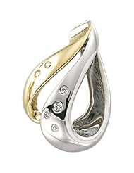 CleverEves 14K White Gold Yellow Gold .08 Ct Tw Two Tone Diamond Chain Slide