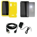 EMPIRE Yellow Silicone Skin Case Cover + Mirror Screen Protector + Home Wal ....
