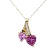 Heart Necklace With 3.21ctw Created Sapphires Made in Yellow Gold Length 18in