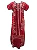 Red Printed Kaftan Paisley Embroidered Nighty