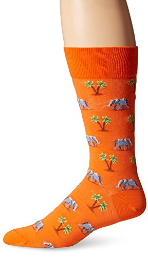 Hot Sox Men's Elephant and Palm Tree Crew Sock