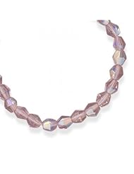 MMA Silver - 13 inch + 2 inch Extension Pink Czech Glass Bead Necklace