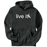 Live It Skateboarding - Silhouette Sports Mens Hoodie (Dark Silver, Sizes X-Small - XXX-Large)