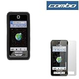 Black Rubber Silicone Skin Cover Case + Clear Reusable LCD Screen Protector ....