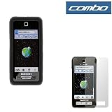 Black Rubber Silicone Skin Cover Case + Clear Reusable LCD Screen Protector for T-Mobile Samsung Behold T919 Cell Phone