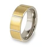 SALE PRICE! Grooved Brushed & Polished Gold Plated Tungsten Carbide Ring (8 mm) - Sizes 8-13
