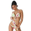 Neckholder Bikini Set mit Blumen verziert, verschiedene Farben