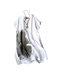Slit Linen Summer Short Sleeves General Print  Dress