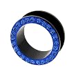 ACRYLIC FLESH TUNNEL G WITH CRYSTALS (BLUE) Gauge: 5/8 Sold as a Single Unit