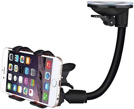 Car Mount, Universal Car Phone Holder Long Arm 360° Rotation Windshield iPhone Car Mount Cell Phone Mount Holder Car Mount Holder for iPhone 6 6s Plus SE Samsung Galaxy S7 Edge S6 and Other Cell Phone