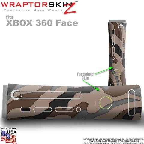 Camouflage Brown Skin by WraptorSkinz TM fits Original XBOX 360 Factory Faceplates