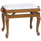 Produkt-Bild: Klavierbank CHIPPENDALE KIRSCHE - matt mit Feincord wei&szlig; #