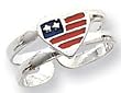 Toe Ring - Sterling Silver Enameled American Flag Heart