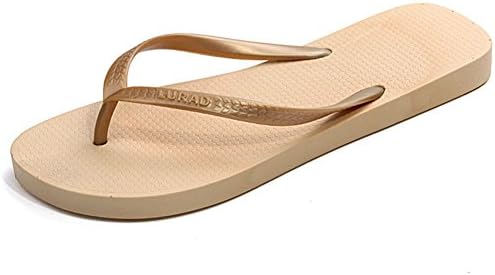 Queen Bootie Women Fashion Candy Color Anti-slip Flat Summer Beach Flip Flops Gizeh Thong Sandals Shower &amp; Pool Shoes Beige 7 M US