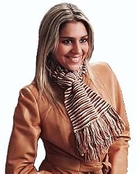 Handmade Alpaca Natural Fiber Scarf - Mocha Brown Stripes (Long Size) [Apparel]