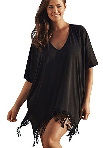 Poulax Women's V-neck Beach Cover Up Dress Beachwear Swimsuit Cover-Ups(FBA)