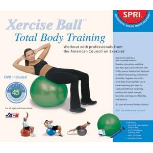 SPRI 45cm Total Body Xercise Package: Ball, Pump, Chart & A.C.E. DVD
