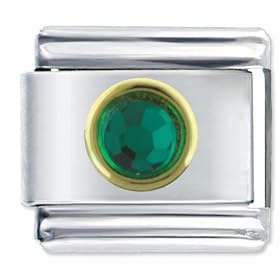 Buy Circle May Emerald Color Rhinestone Bith Date Italian Charms by Italian Charms