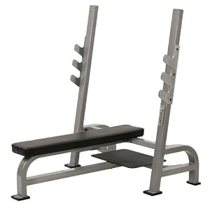 York Barbell STS Olympic Flat Bench with Gun racks - Silver